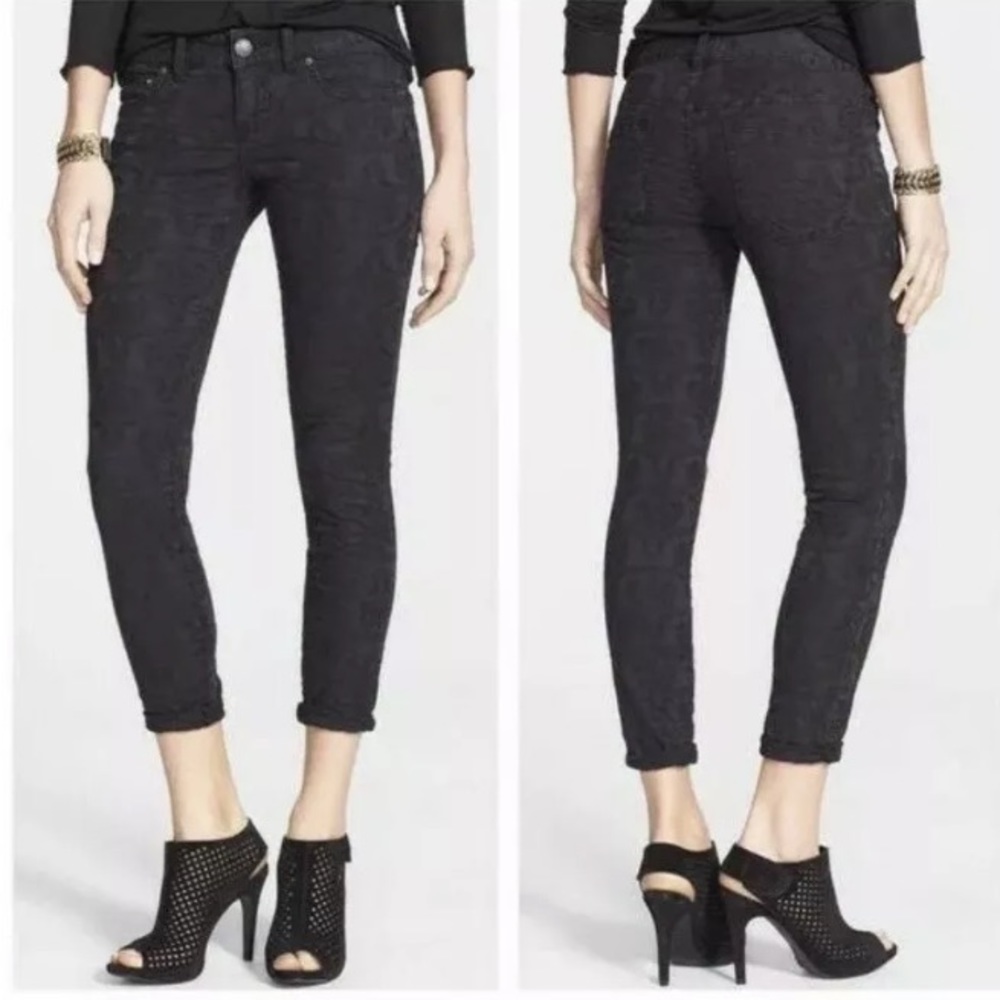 Free People Sz28 Jacquard Floral Textured Jeans